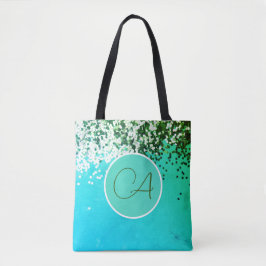 Bolso De Tela Fun Confetti Monograma Turquoise
