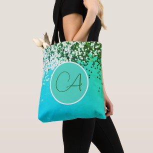 Bolso De Tela Fun Confetti Monograma Turquoise
