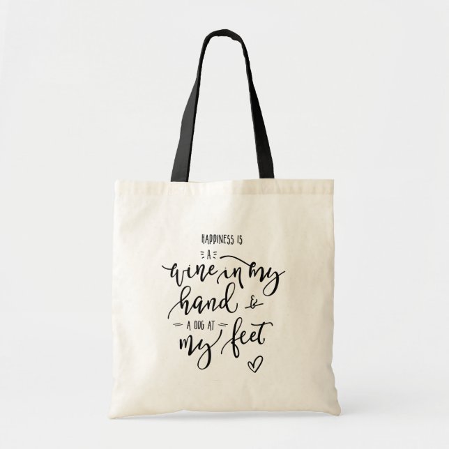 Bolso De Tela Fun Dog Cita Wine Lover Manejo (Frente)