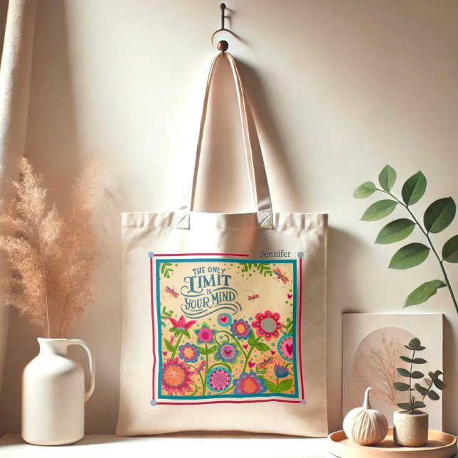 Bolso De Tela Fun Floral Dragonfly Nombre Personalizado Cita Ine (Subido por el creador)