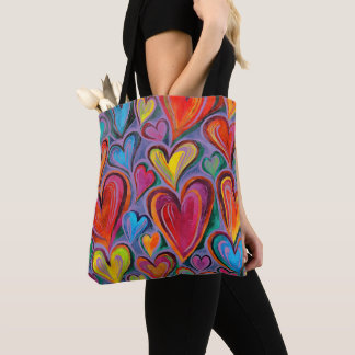 Bolso De Tela Fun Heart Pattern Purple Mix