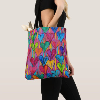 Bolso De Tela Fun Heart Pattern Purple Mix