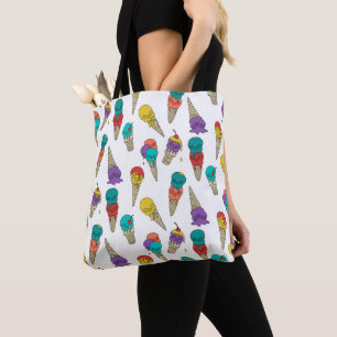 Bolso De Tela Fun Melty Summer Gótico Skull Ice Cream joyas blan