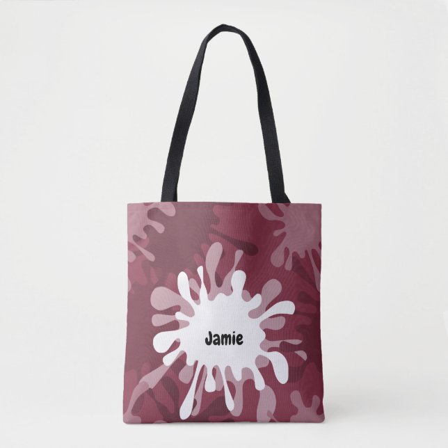 Bolso De Tela Fun Red Pintar Splatter Nombre Tote Bag (Anverso)