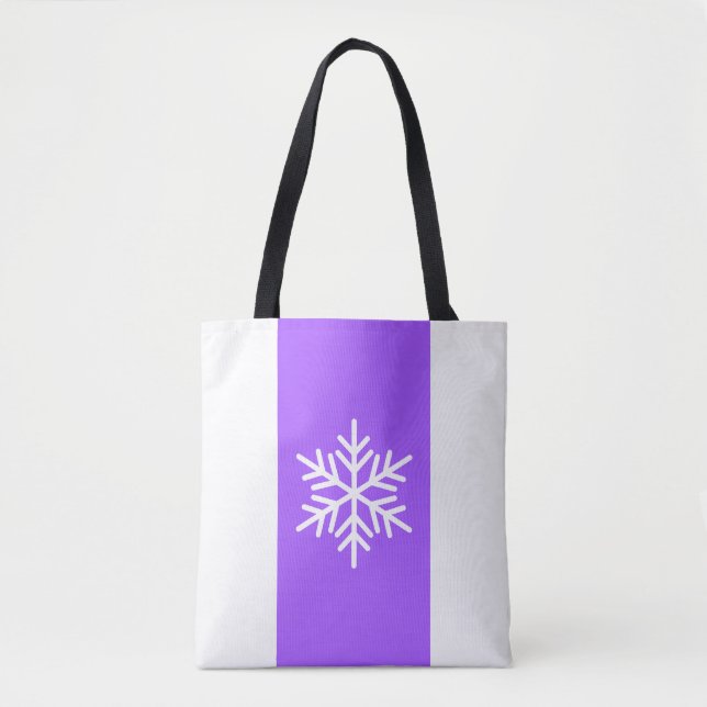 Bolso De Tela Fun Snowflake Rayos verticales blanco púrpura bril (Anverso)