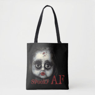 Bolso De Tela Fun Spooky AF Gótico espeluznante Doll Face Hallow