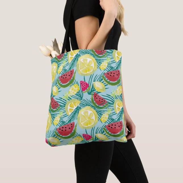 Bolso De Tela Fun Summer Fruits Watermelon Pineapple Lemons (Detalle)