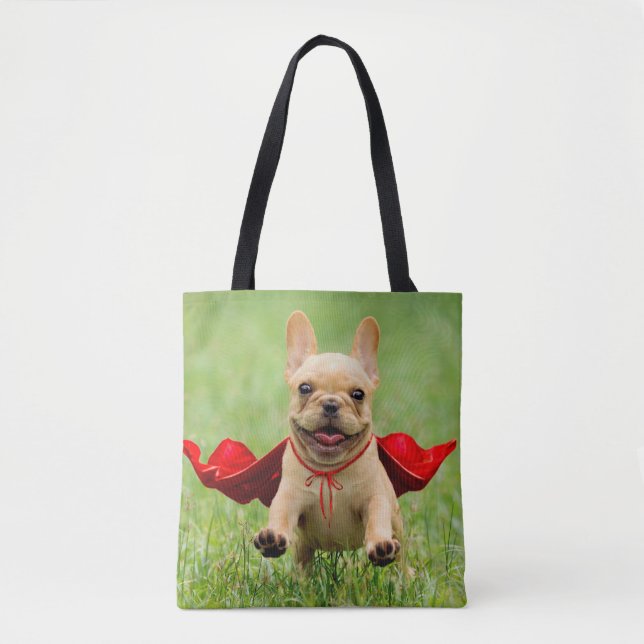 Bolso De Tela Funcionamientos lindos del super héroe del bulldog (Anverso)