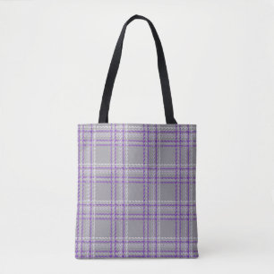 Bolso De Tela Funda de tartán clásica. Gris, lila
