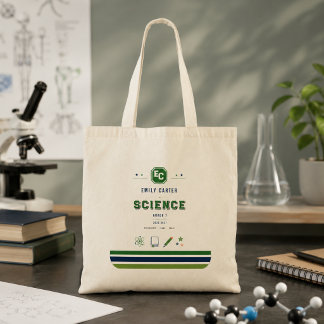 Bolso De Tela Funda personalizada de ciencia escolar verde marin