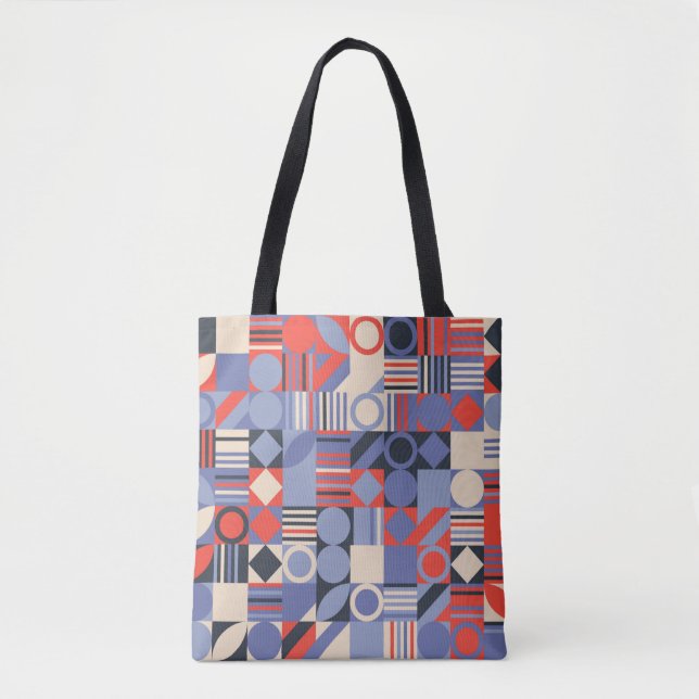 Bolso De Tela Fundas geométricas retro. Diseño retro Bauhaus c (Anverso)
