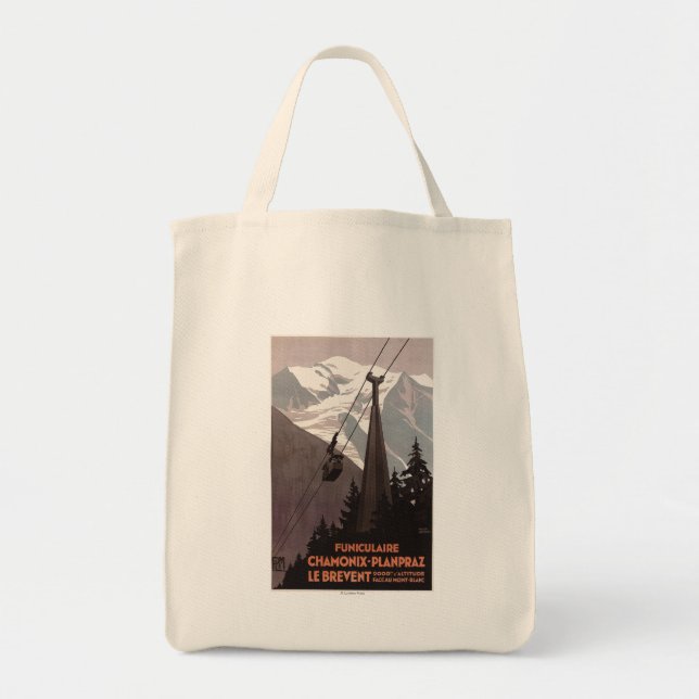 Bolso De Tela Funiculaire Le Brevent Cable Car Poster (Frente)