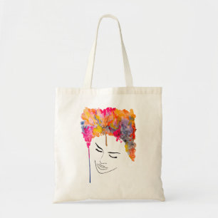 Bolso De Tela Funky arte de una dama de arcoiris colorida