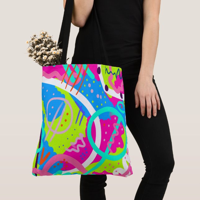 Bolso De Tela Funky Colorful Pop Art (Detalle)