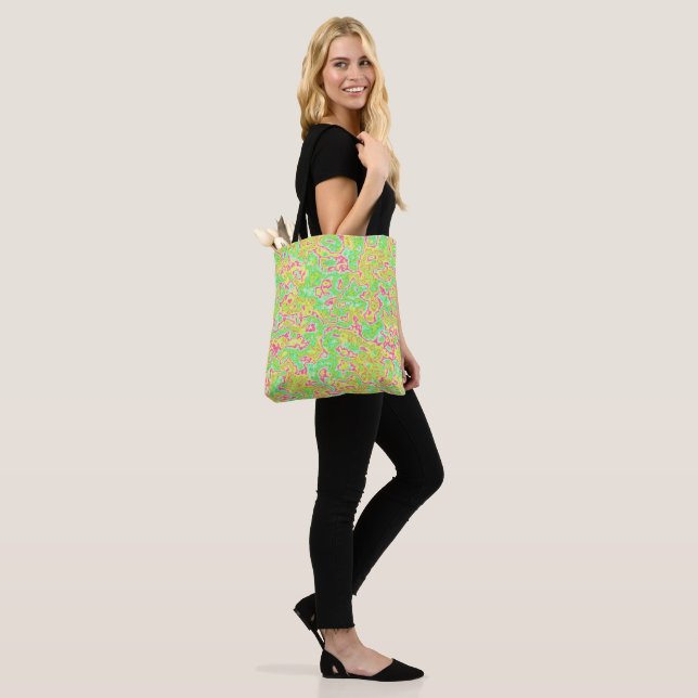 Bolso De Tela Funky Groovy Retro Bold Neon Hippie Trippy Marble (Puesto)
