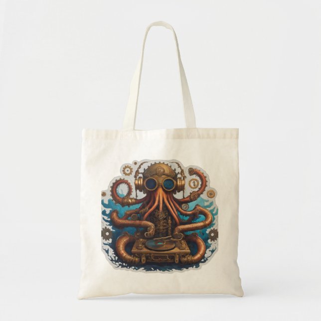 Bolso De Tela Funky Octopus DJ (Frente)
