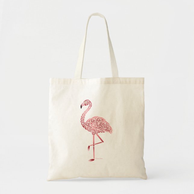Bolso De Tela Funky Pink Tribal Flamingo (Frente)