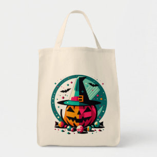 Bolso De Tela Funky Pop Art Pumpkin Witch Hat Candy