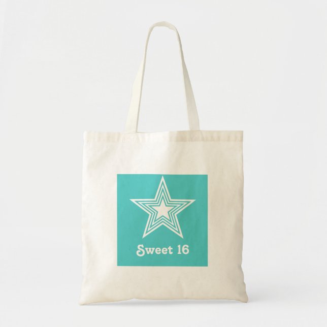 Bolso De Tela Funky Star Sweet 16 Swag Bag, Turquesa (Frente)