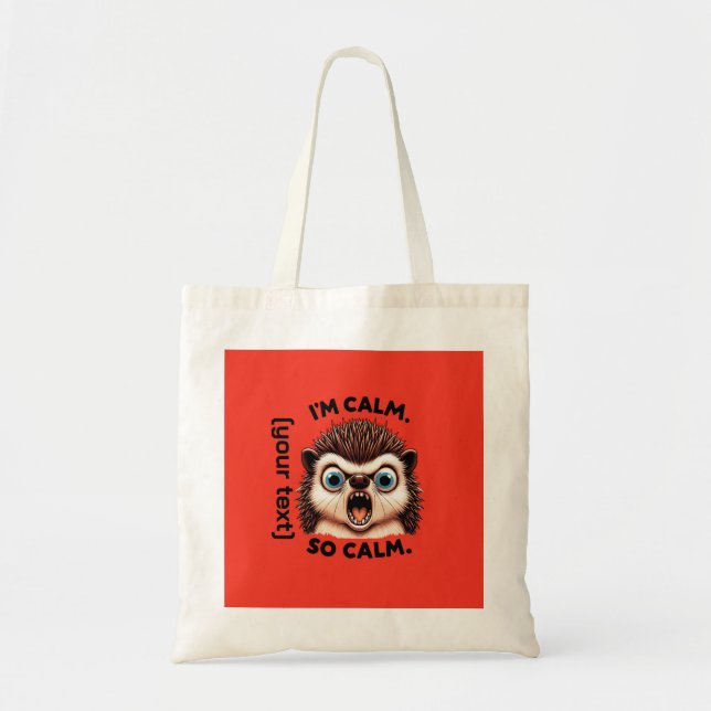 Bolso De Tela Funny Angry Hedgehog Personalizable (Frente)