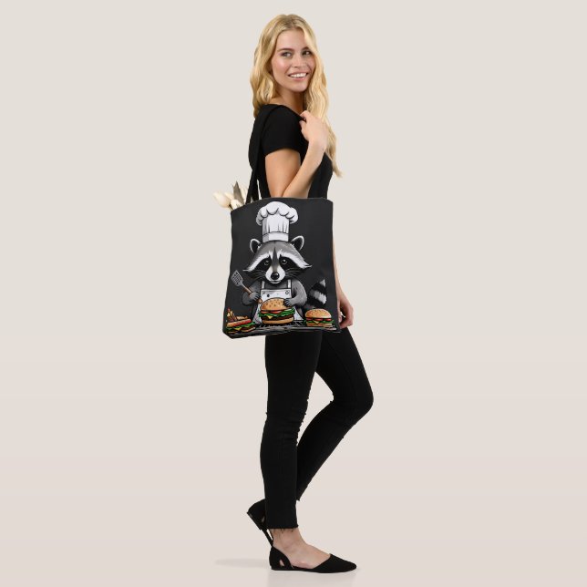 Bolso De Tela Funny BBQ Raccoon Flipping Burgers  (Puesto)