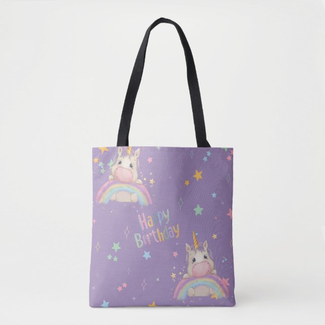 Bolso De Tela Funny Birthday Unicorn (Anverso)