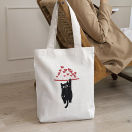 Bolso De Tela Funny Black Cat Hanging Out Valentine's Day