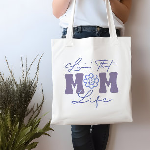 Bolso De Tela Funny Blue and Purple Livin' que mamá vive