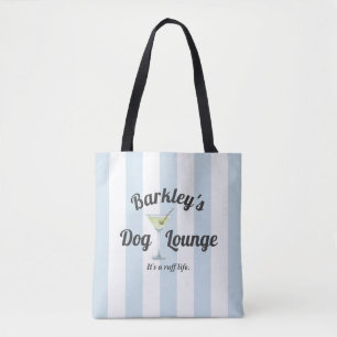 Bolso De Tela Funny Blue Stripes Personalized Dog Lounge