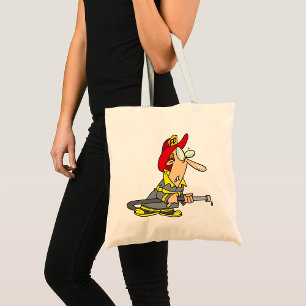 Bolso De Tela Funny bombero con el responsable de emergencias de