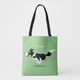 Bolso De Tela Funny Border Collie perro corriendo personalizado
