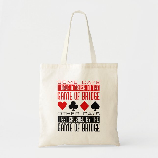 Bolso De Tela Funny Bridge Player Club aplastado juego de Bridge (Frente)