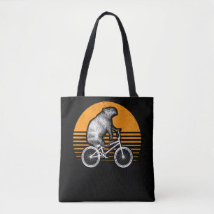 Bolso De Tela Funny Capybara Montar Bicicleta Retro Capibara Bic