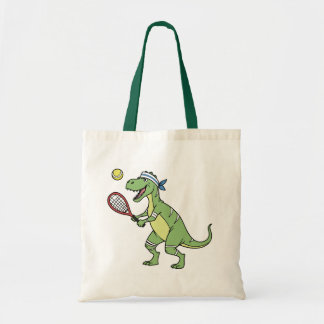 Bolso De Tela  Funny Cartoon T-Rex Playing Tennis Dinosaur