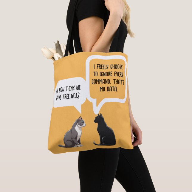 Bolso De Tela Funny Cat Free Will Philosophy Humor (Detalle)