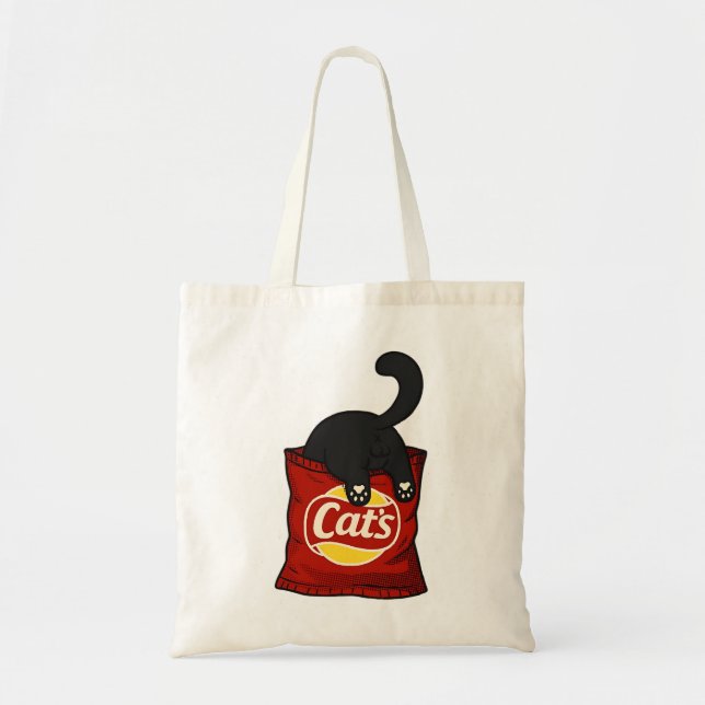 Bolso De Tela Funny Cat Snack Lover Tote Bag Cute Cat (Frente)