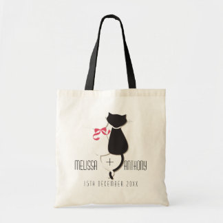 Bolso De Tela Funny Cat Tails Pareja Boda Monograma Participació
