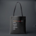 Bolso De Tela Funny Computer Science Coder Programmer (Función)<br><div class="desc">Un regalo divertido para programador,  jugador,  experto en informática,  desarrollador de software,  administrador de TI,  nerd y experto en informática. Sorpresa perfecta para una risa con amigos,  familiares y colegas en la escuela o en el trabajo.</div>