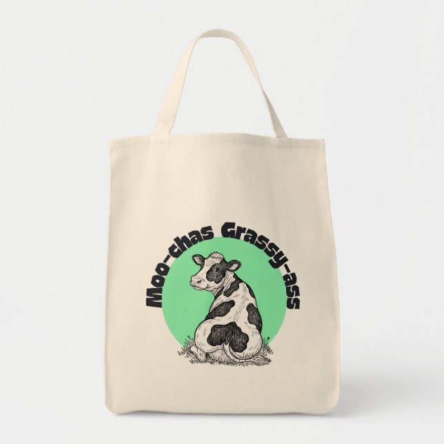 Bolso De Tela Funny Cow Moo-chas Grassy-ass thank you tote bag (Frente)