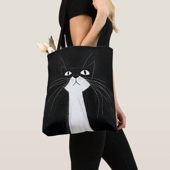 Bolso De Tela Funny Cute Black cat  (Detalle)
