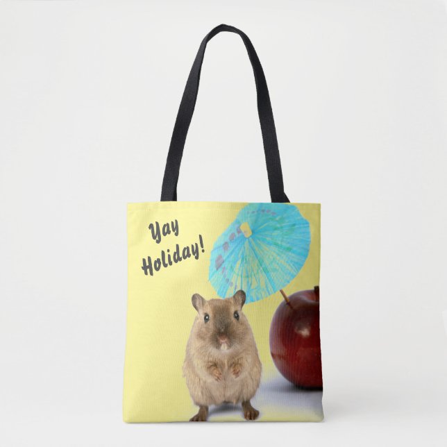 Bolso De Tela Funny Cute Gerbil Summer Holiday Yellow (Anverso)