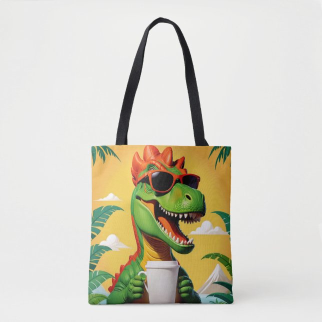 Bolso De Tela Funny de los dinosaurios T-Rex (Anverso)