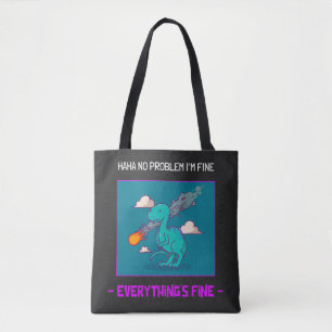 Bolso De Tela Funny Dinosaurio Asteroide Todo está bien
