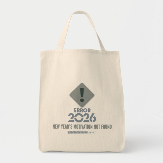 Bolso De Tela Funny Error 2026 Motivation Not Found Grocery Tote (Frente)