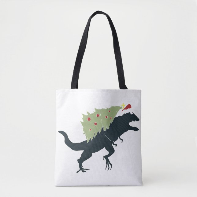 Bolso De Tela Funny Festive Dino Christmas (Anverso)