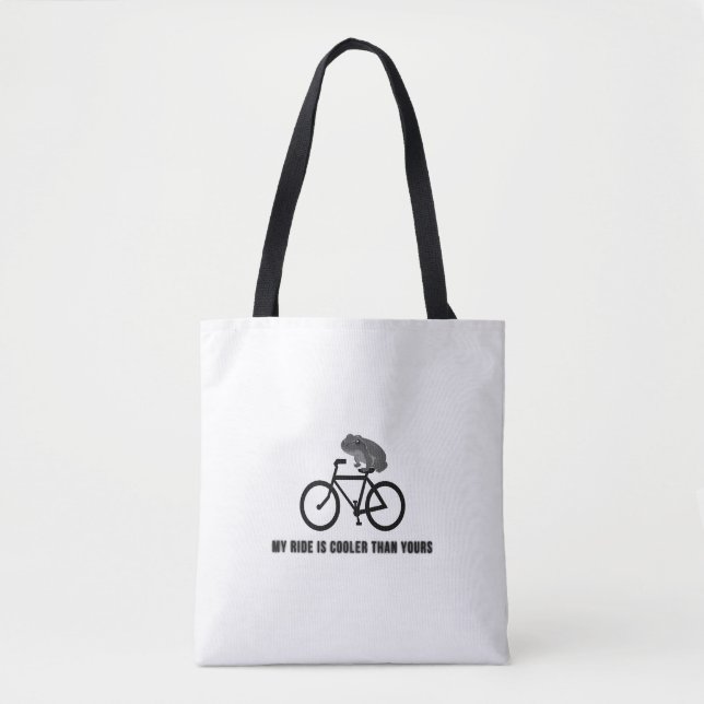 Bolso De Tela Funny Frog on Bike T-Shirt | Cool Cycling Animal  (Anverso)
