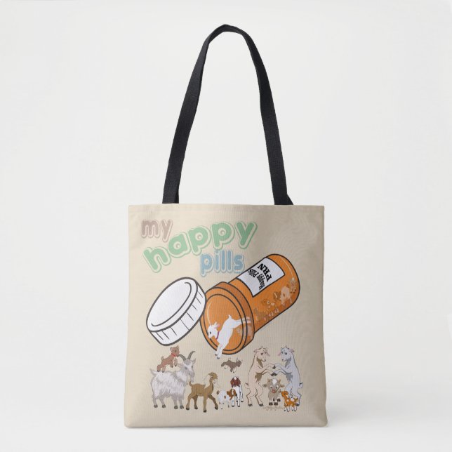 Bolso De Tela FUNNY GOATS | PERSONALIZAR Mis Píldoras Felices Ge (Anverso)