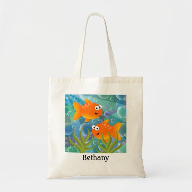 Bolso De Tela Funny Goldfish Personalizado (Frente)