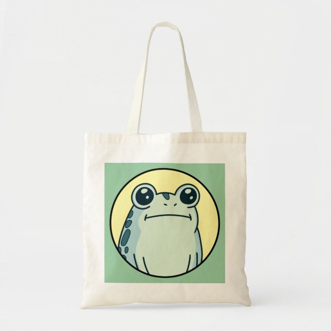 Bolso De Tela Funny Green Deadpan Frog Toad  (Frente)
