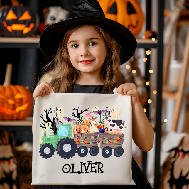 Bolso De Tela Funny Halloween Farm Animals Tractor Spooky Person (Subido por el creador)